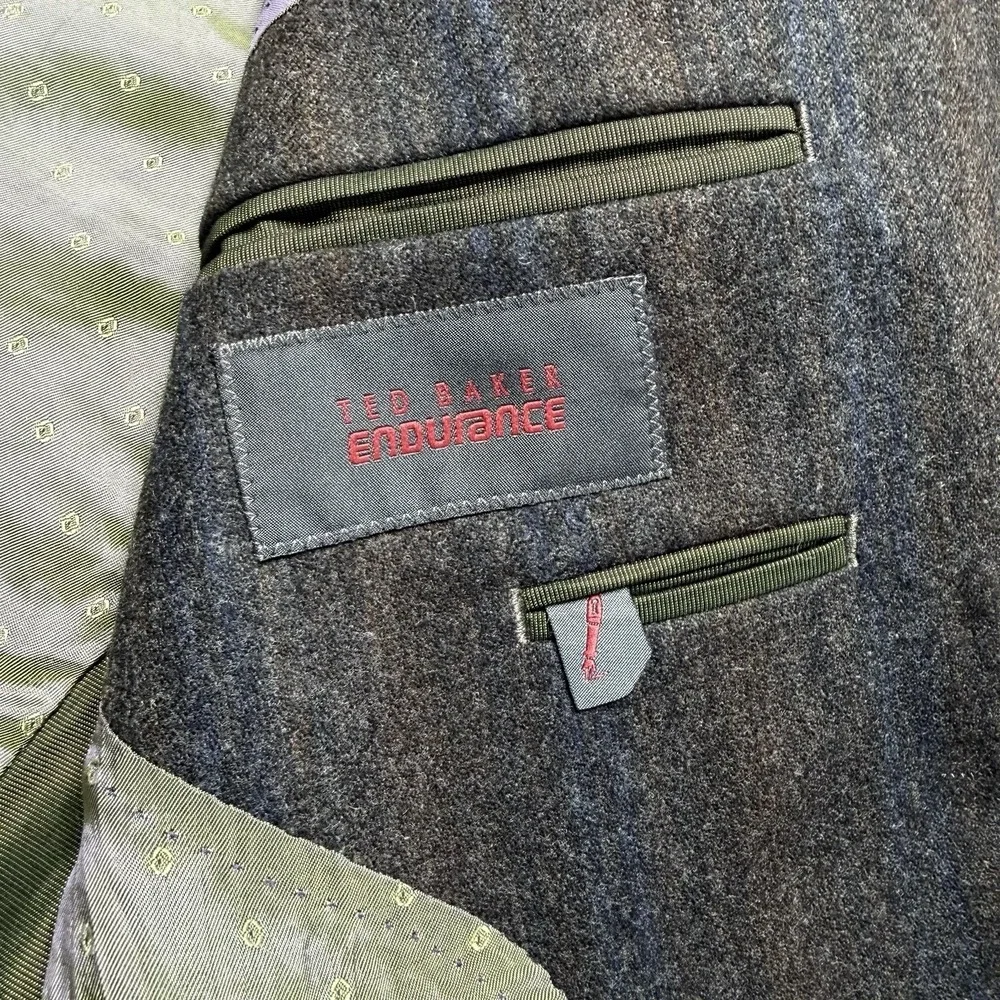 Ted Baker Endurance‎ Blazer Men 38R Wool Tweed Brown Ombré Striped Portugal